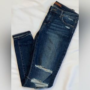 Joe’s Dark wash denim jeans with holes in the knees
